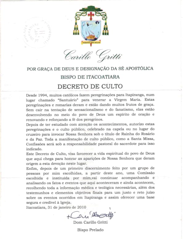 Letter of Bishop Carillo Gritti Letter of Bishop Carillo Gritti
